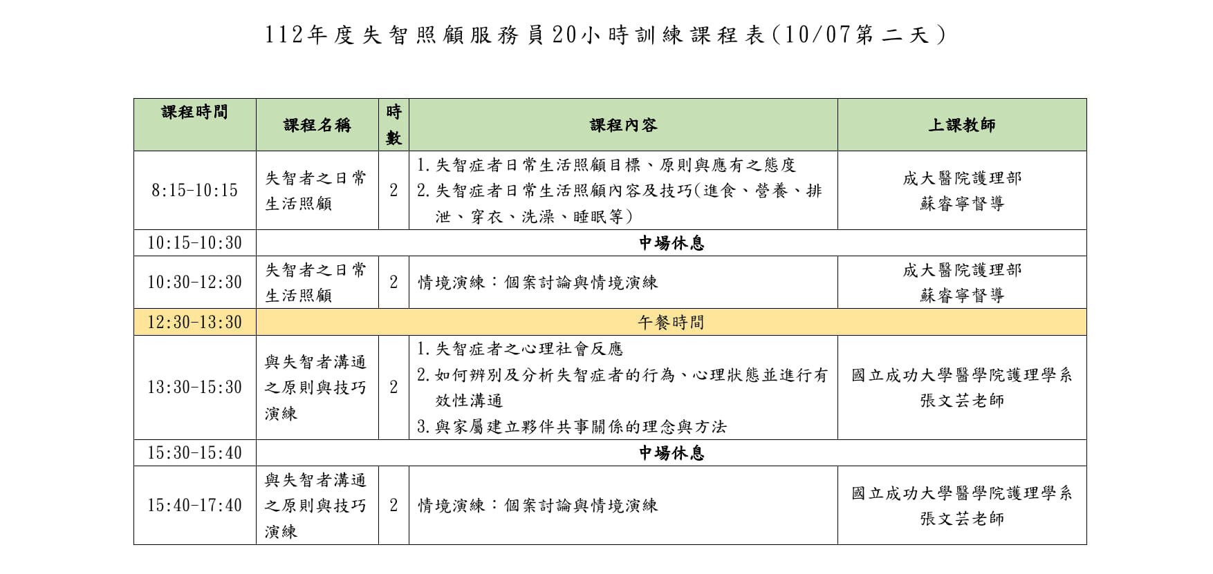 【課程】112年失智症照顧服務 20 小時訓練課程